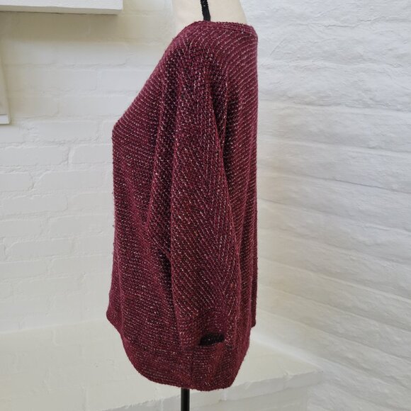 Kut From The Kloth Tops Medium Sweater Purple Pink 3/4 Sleeve V-Neck Chunky Knit - Picture 5 of 8